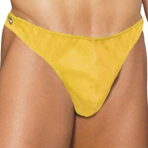 Leather Thong with Side Snaps - Yellow